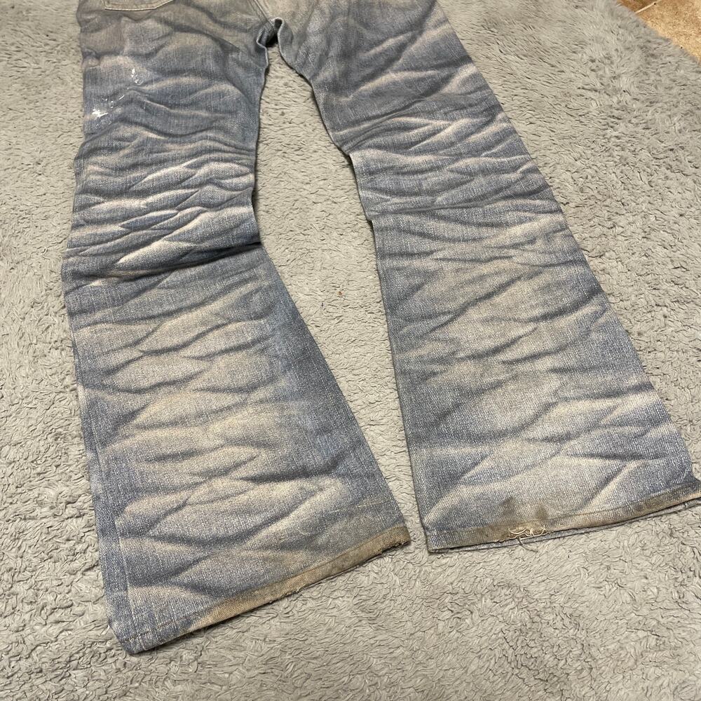 Japanese Archive Vintage Faded Whiskered Bootcut Flared Denim Jeans Blue size 34